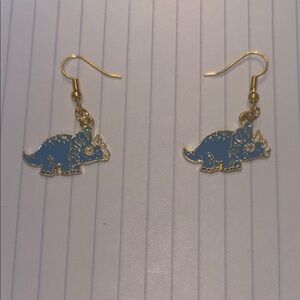 Blue Dinosaur Earrings for Kids